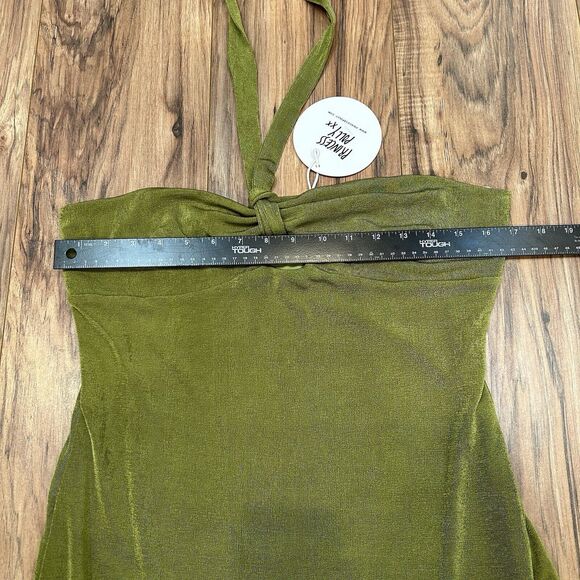 NWT Princess Polly Sydnee Green Halter Mini Dress Stretch Peek-a-Boo Women 12 - Picture 5 of 10